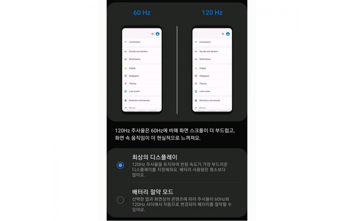 В ONE UI 2.0 ОТКРИХА СКРИТА ОПЦИЯ, ПОДСКАЗВАЩА ЗА 120HZ ДИСПЛЕЙ В SAMSUNG GALAXY S11